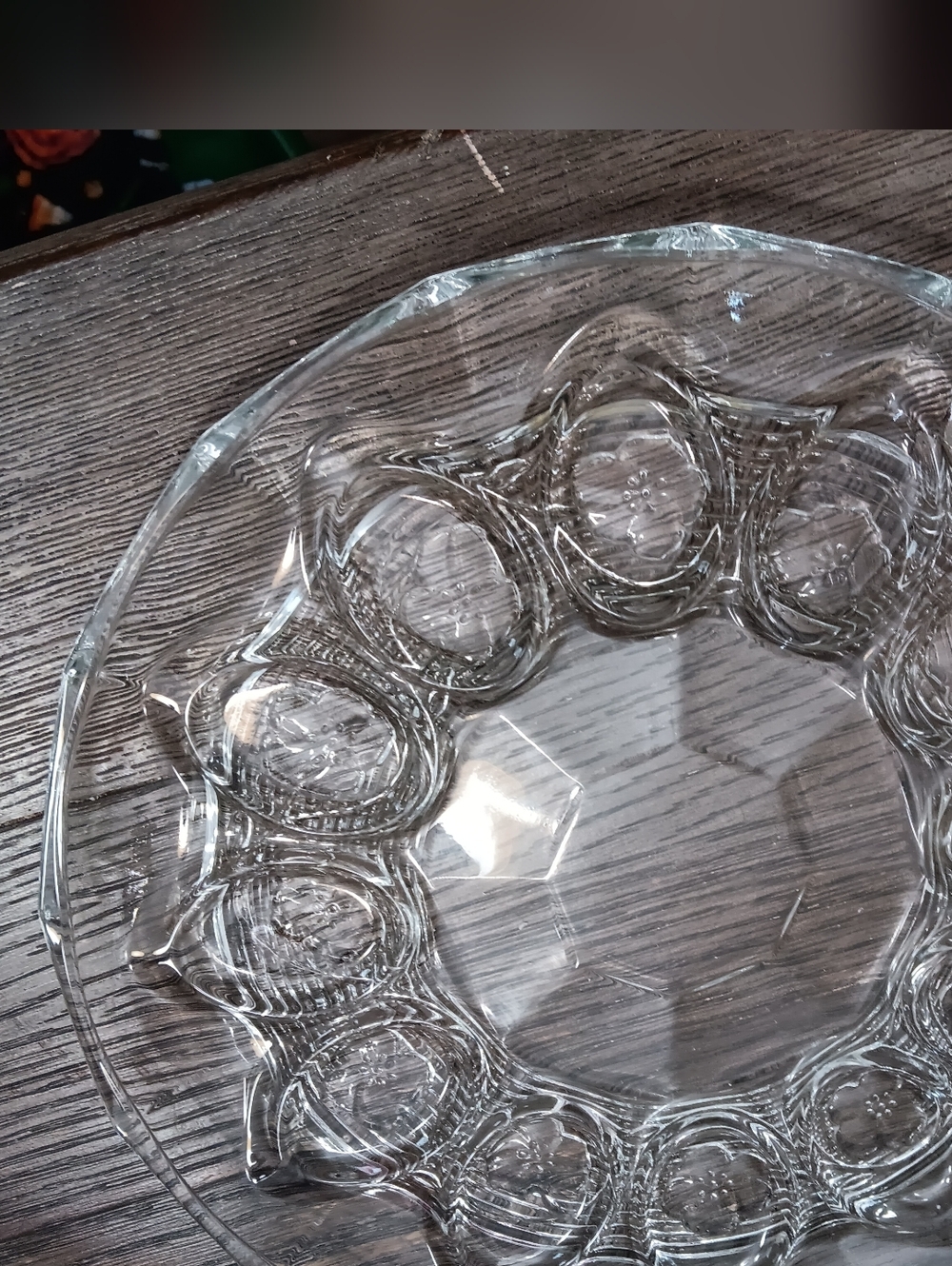 Clear GlassDeviled Egg Serving Plate with Decorative Pattern